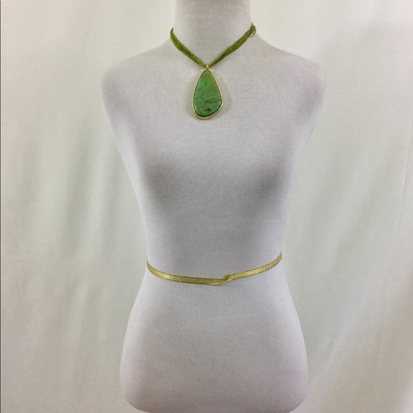 Gold Tone Statement Necklace Matching Earrings - Picture 2 of 7